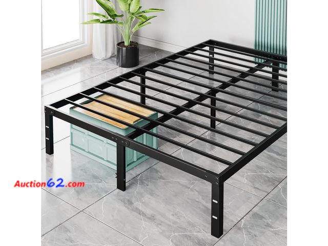 Lot 44-5521o - Sweetcrispy Queen Bed Frame - Heavy Duty Metal Platform Bed Frames Queen Size with Storage Space Under Frame, No Box Spring Needed, 14 Inche...