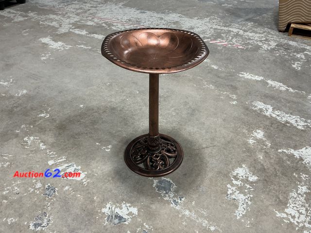 Lot 44-1105g - Lot of (1) Plastic Bronze colored Bird Bath- Bent E-Commerce Return, A basic inspection has been given to this item. Sold AS-IS. See All Pho...