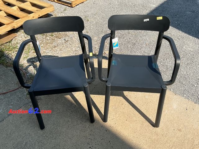 Lot 44-296e - Lot of (2) Elba Outdoor Patio Stack Dining Chair Black - Room Essentials™ See All Photo's E-Commerce Return, A basic inspection has been giv...