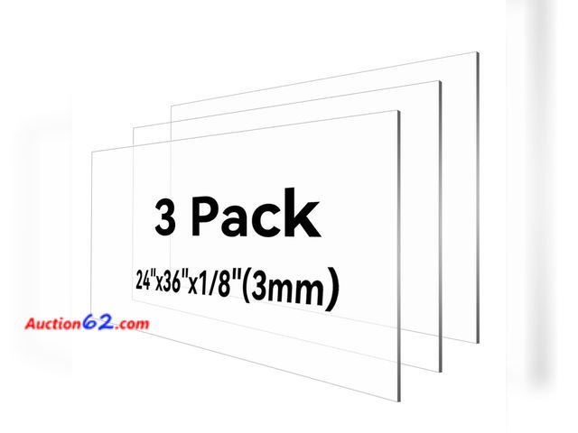 Lot 44-374M - 1/4 '' Thick Plexiglass Sheets 24×36‘’,2PACK Clear Acrylic Sheet Durable and Versatile Plexiglass Panels for DIY Projects, Art, Display Use ...