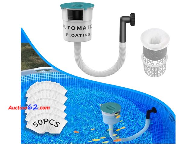 Lot 44-4047p - Retail value $38- Surface Float Skimmer,2025 Upgrade,No Installation Required, no Adjustable Bracket Required,Comes with 10 Filter Socks App...