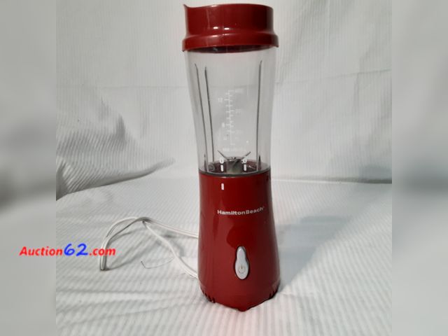 Lot 44-5302g - The Hamilton Beach® Personal Blender with Travel Lid. NO box. Red. E-Commerce Return, A basic inspection has been given to this item. Sold A...