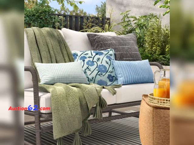 Lot 44-3013b - Lot of 2 - Mint Green - 10"x17" Micro Grid Rectangular Outdoor Lumbar Pillow - Room Essentials (Target Brand) - New in Sealed Compressed Pac...