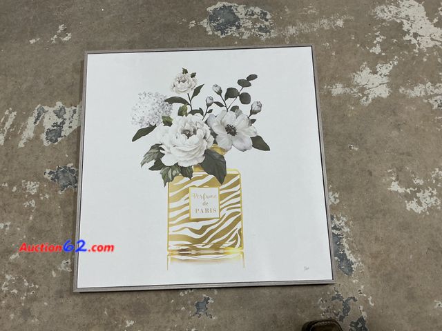 Lot 44-1666w - Glam Detail Perfume de Paris Floral Wall Art See All Photo's Not Tested Appears New, A basic inspection has been given to this item. Sold AS...