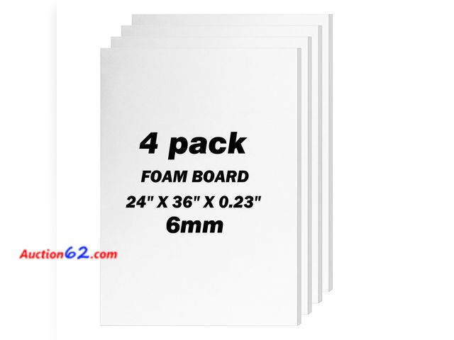Lot 44-2537a - Julonova 4 Pack Foam Board 24"x36", 0.23" Thick White Poster Board, Acid-Free Double Sided Foam Core Board for Presentation Art, Display, Of...