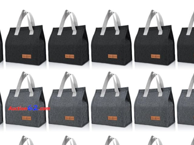 Lot 44-1844 - 12 Pack Lunch Bags Bulk,Insulated Reusable Lunch Bags with Aluminum for Women Men,Leakproof Tote Large Lunch Box for Office,Work,Beach or Tr...