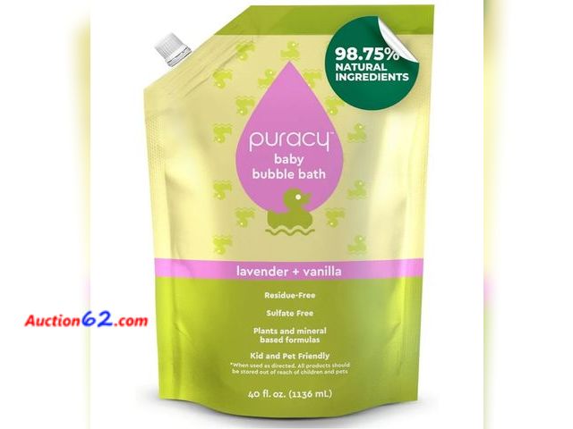 Lot 44-6617p - RETAIL $26.99 Puracy Bubble Bath for Children, Gently Scented with Real Lavender &amp; Vanilla, 98.75% Natural Baby Bubble Bath, Plant-Based...