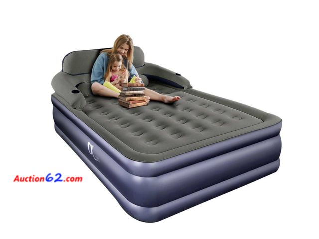 Lot 44-753b - Retail value $199- 20 in. Comfort Queen Air Mattress, Comfort Blow Up Mattress with Headboard and Cup Holder 1. Appears New, A basic inspect...