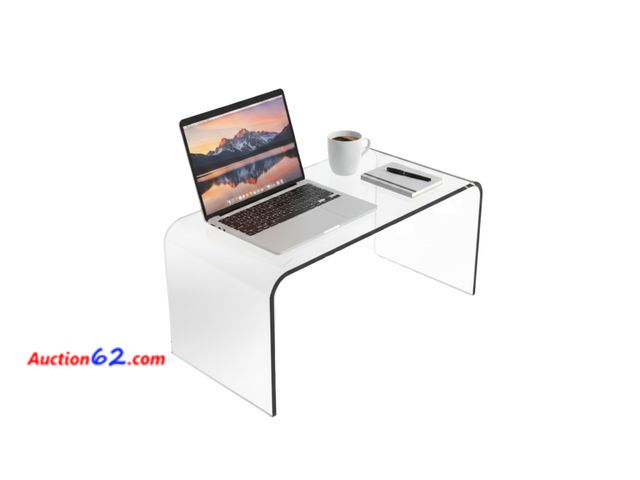 Lot 44-1771a - $113.68 Retail price - Acrylic Side Table - 14x12x24 Inch Multipurpose C Shaped End Table for Laptop, Working, Writing, or Coloring - Modern...