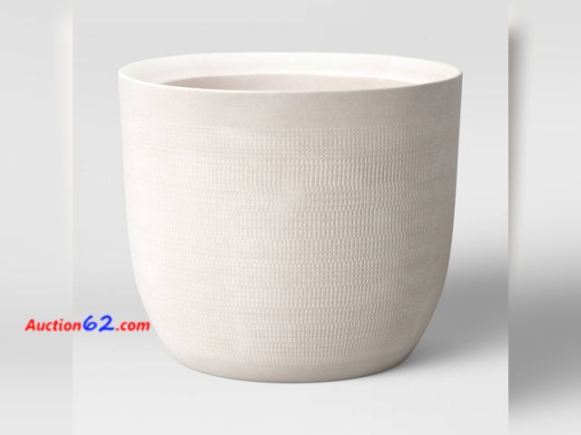 Lot 44-321p - 12" Textured Ceramic Planter White - Project 62™ E-Commerce Return, A basic inspection has been given to this item. Sold AS-IS.