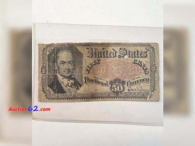 Lot 44-8307g - ***VERY RARE *** 1874 FIFTY (50) CENT RED SEAL U.S. FRACTIONAL CURRENCY. POST CIVIL WAR PAPER MONEY WHEN WE HAD BILLS LESS THAN A DOLLAR. TH...