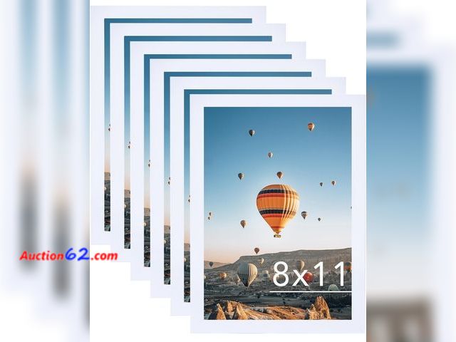 Lot 44-7330w - Lot of (4)  8×11 picture frame set of 6 white for wall hanging or tabletop, wall mounting horizontally or vertically, 8×11 square wall galle...