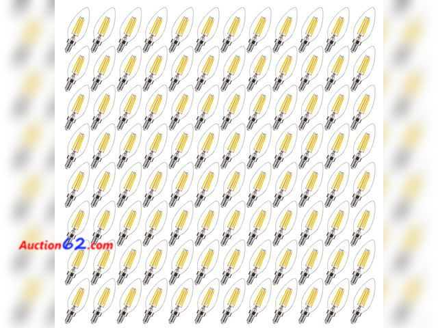Lot 44-1804 - $139.99 Retail price - FLSNT 96 Pack Dimmable LED Candelabra Bulbs, 40W Equivalent LED Chandelier Light Bulbs, E12 Base, 5000K Daylight UL,C...