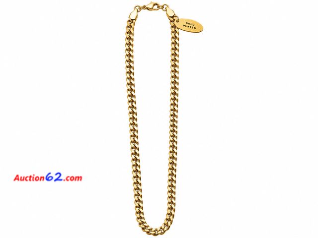 Lot 44-6135m - Curb link 14k gold plated necklace approx 18 in long and 4 mm thick. Made in Korea. Appears New, A basic inspection has been given to this i...