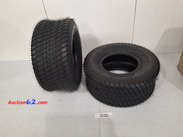 Lot 44-7206e - Lawn mower tires 18×7.50×8, 4 PLY tubeless 22 PSI max (2 tires)  Appears New, A basic inspection has been given to this item. Sold AS-IS.