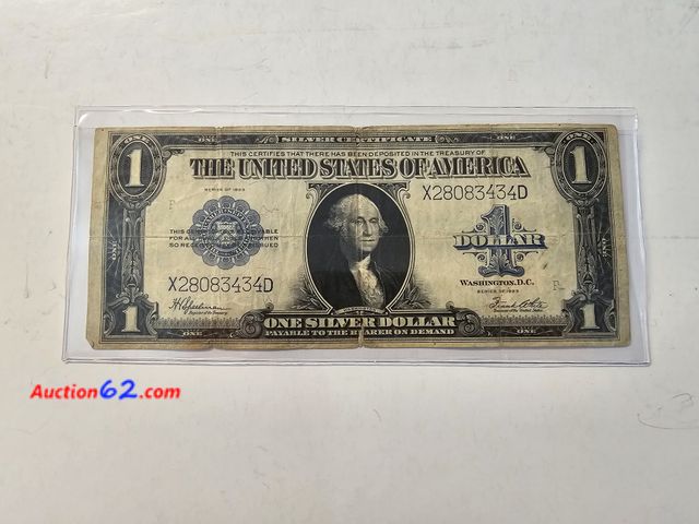 Lot 44-8310r - 1923 LARGE SIZE $1 SILVER CERTIFICATE. THIS IS THE LAST YEAR THEY MADE LARGE SIZED SILVER CERTS BEFORE THEY WENT TO SMALL FUNNYBACKS. COMES ...