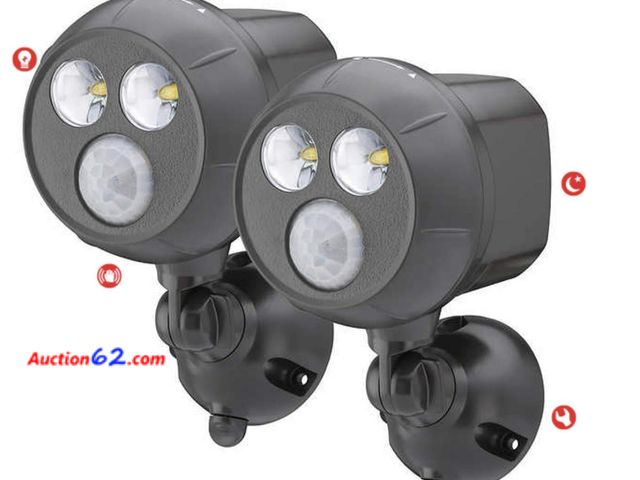 Lot 44-1232j - Mr. Beams MB392  400 Lumen Version  Weatherproof Wireless Battery Powered LED Ultra Bright Spotlight with Motion Sensor  2-Pack  Brown Appea...