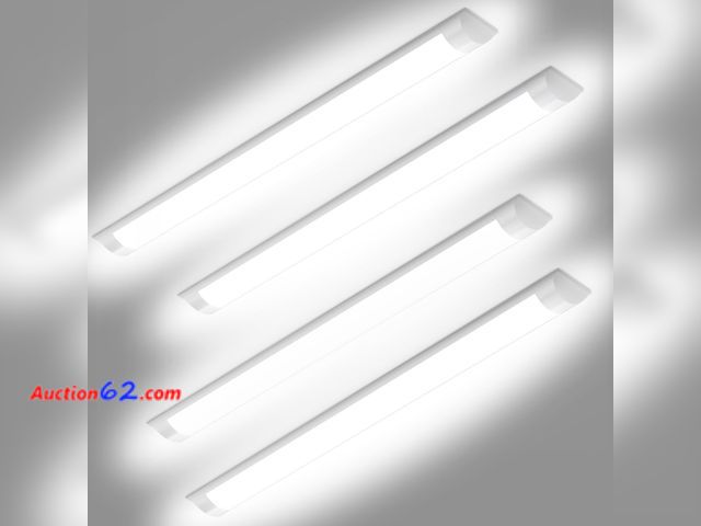 Lot 44-112p - DAKASON 4-Pack 3FT LED Garage Lights Ceiling Mount, 3Foot LED Ceiling Light Fixture Flush Mount 24W 2880lm, Hardwired Flat Panel Light, Tube...