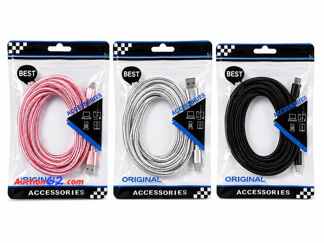Lot 44-6020m - Pack of 3 C to C Charger original accessories, 6ft, Assorted colors. Appears New, A basic inspection has been given to this item. Sold AS-IS...