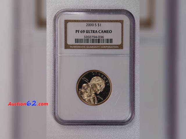 Lot 44-8301i - 2000-S SACAGAWEA DOLLAR PROOF GRADED PF 69 ULTRA CAMEO BY NGC. 1 POINT SHY OF A PERFECT COIN!-NT