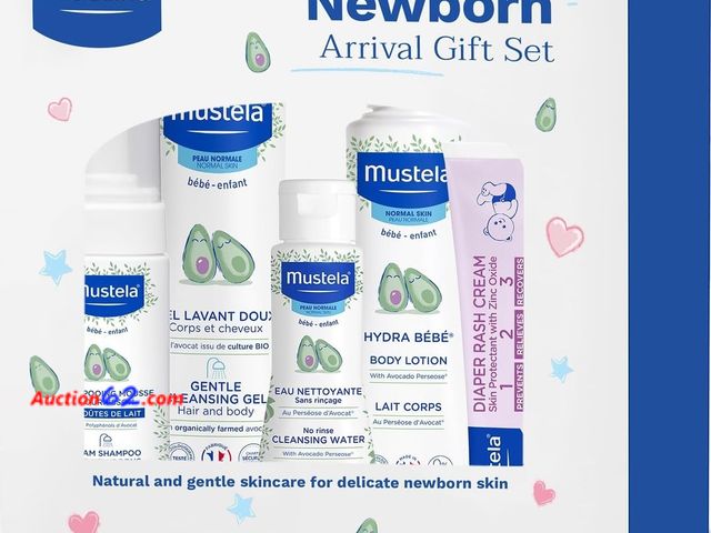 Lot 44-4069m - Mustela Newborn Arrival Gift Set - Baby Skincare &amp; Bath Time Essentials - Natural &amp; Plant Based - 5 Items Set See All Photo's Not Te...