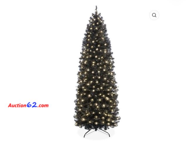 Lot 44-6965p - 6ft Pre-Lit Black Artificial Pencil Holiday Tree Appears New, A basic inspection has been given to this item. Sold AS-IS.