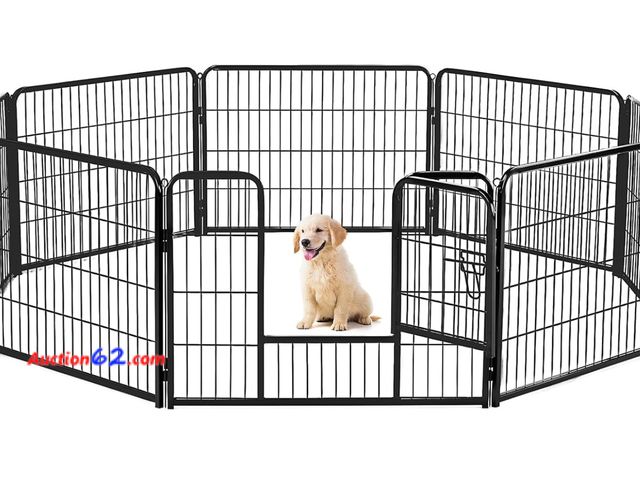 Lot 44-585p - Retail value $47- Sweetcrispy Dog Playpen Indoor - Pet Fence Puppy Exercise Pen for Yard Gate 8 Panel 24” Height Heavy Duty Crates with Door...