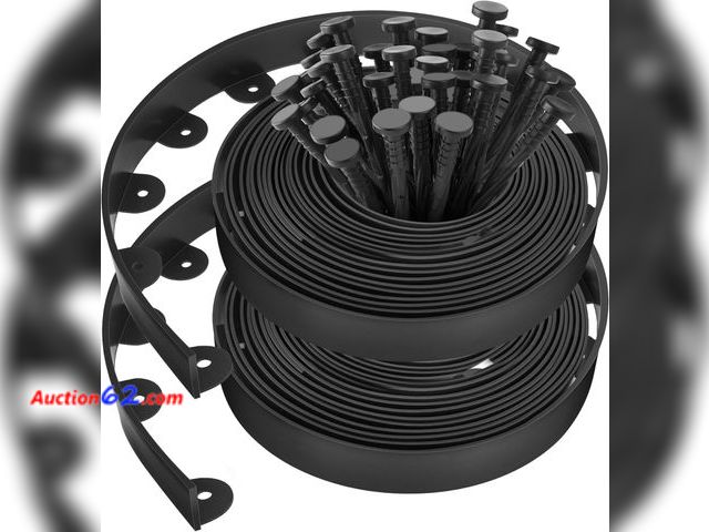 Lot 44-5508z - Landscape Edging Border 1.5 Inch Tall 80 FT with 100 PCS Spikes, Garden Borders Without Digging, Plastic Lawn Edgings for Landscaping, Flowe...