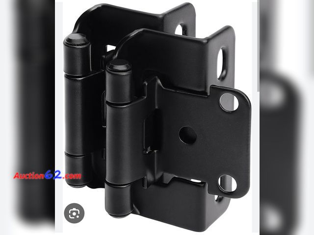 Lot 44-6580t - 1/2" Overlay semi Partial wrap Cabinet Door Hinges, Self-Closing,with Cushions and Screws (Black2, 5 Pairs - 10 Pieces) Appears New, A basic...