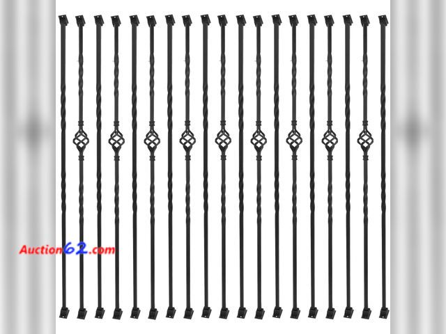 Lot 44-728w - $199.99 Retail price - Sidasu 30 Pack Iron Balusters Stair Spindles Hollow Single Basket Black Iron Spindles Double Twist 1/2" Square Metal ...