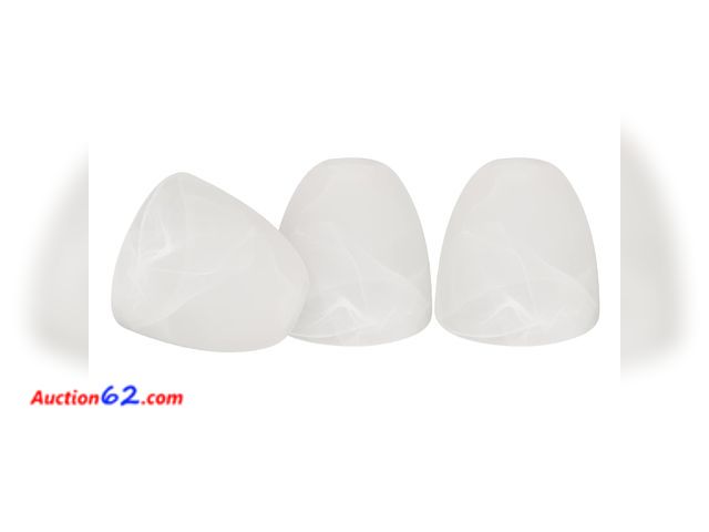 Lot 44-4108e - Voguad 3 Pack Bell Shaped Alabaster Glass Shade, Traditional Style Lighting Fixture Shade Replacement for Ceiling Fan Lights Wall Light, Lip...