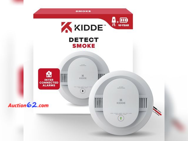 Lot 44-722p - Kidde Hardwired Smoke Detector, 10-Year Battery Backup, Interconnectable, LED Warning Light Indicators, 20SA10 Appears New, A basic inspecti...