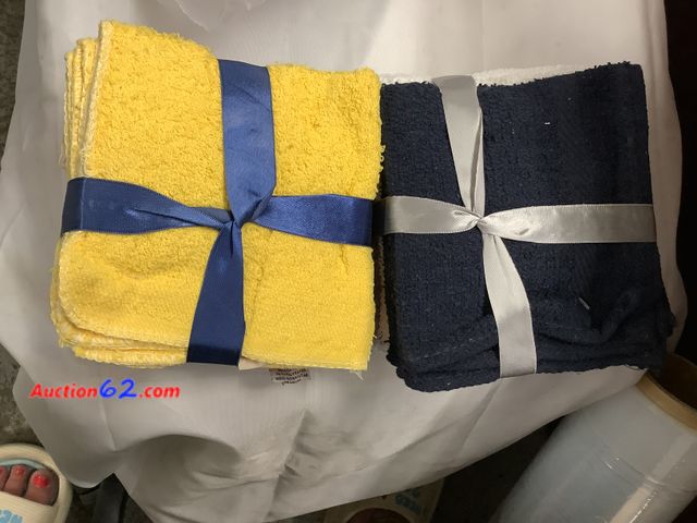 Lot 44-6069a - 2 packs of 8 washcloths blue, yellow, pink, black, white, Grey. Tommy textile 12x12 microfiber. Appears New, A basic inspection has been giv...
