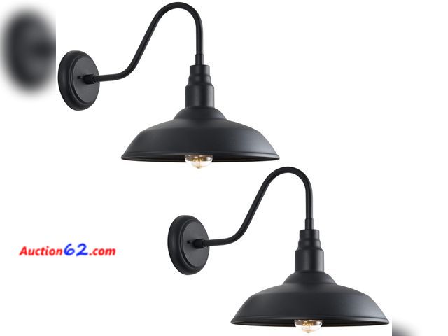 Lot 44-877w - $139.99 Retail price - GOALPLUS 14 Inch Outdoor Gooseneck Light Fixture for Porch, 2 Pack Large Exterior Barn Lights for Farmhouse, Black Ou...