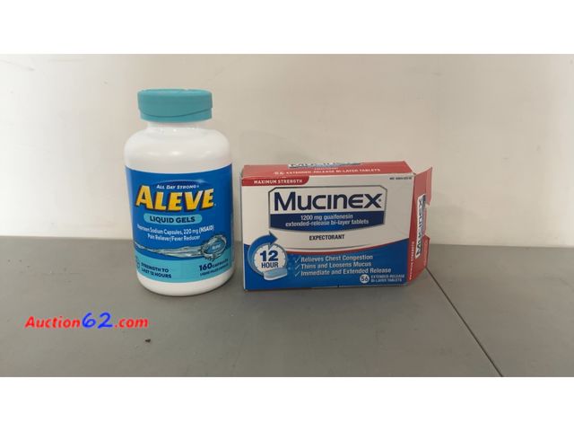Lot 44-1999o - Aleve Liquid Gels &amp; Mucinex Tablets Lot See All Photo's E-Commerce Return, A basic inspection has been given to this item. Sold AS-IS. N...