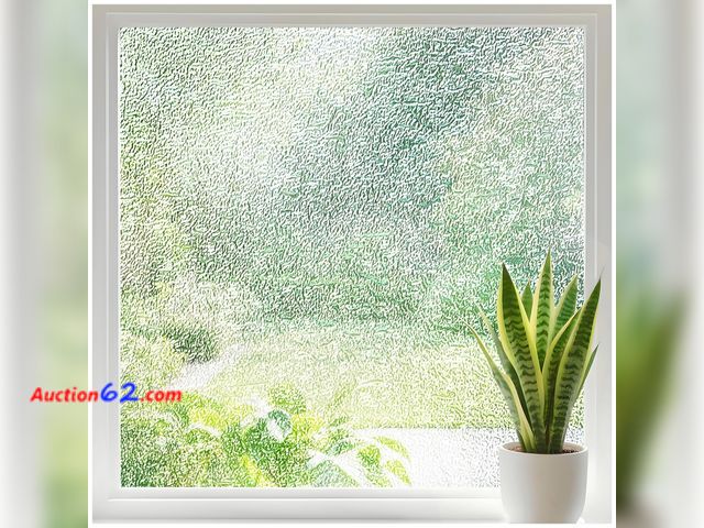 Lot 44-2703 - Borskyn Frosted Glass Window Privacy Film with Ice Vein Texture, Static Cling UV Blocking Removable Covering, Decorative Frosting Film for H...
