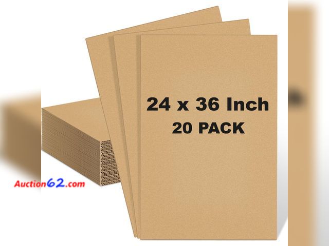 Lot 44-2535a - Henoyso 20 Pack 24 x 36 Inch Corrugated Cardboard Sheets Flat Cardboard Sheets Packaging Inserts Flat Square Inserts Squares Separators for ...