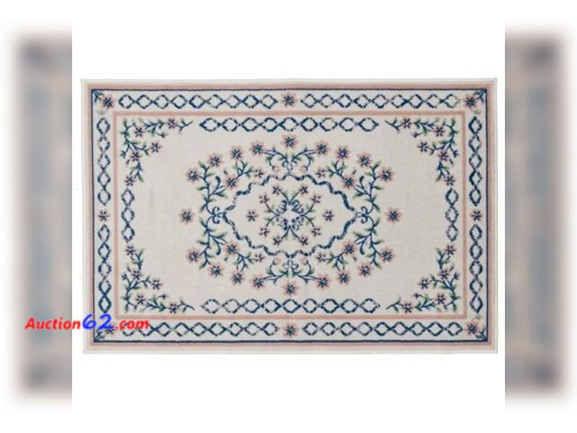 Lot 44-207b - (Slightly Dirty) Mohawk 4'x6' Lattice Border Floral Woven Area Rug Cream E-Commerce Return, A basic inspection has been given to this item. ...