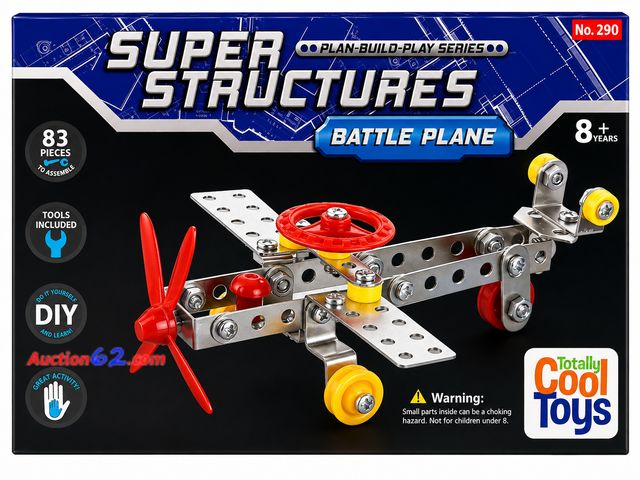 Lot 44-6056m - Super structure battle plane 83 pc DIY from totally cool toys. Ages 8+. See photo Appears New, A basic inspection has been given to this ite...