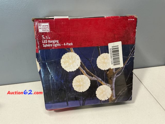 Lot 44-1677 - 5.5 in. LED Hanging Sphere Lights (4-Pack) Appears New, A basic inspection has been given to this item. Sold AS-IS. Not Tested See All Photo...
