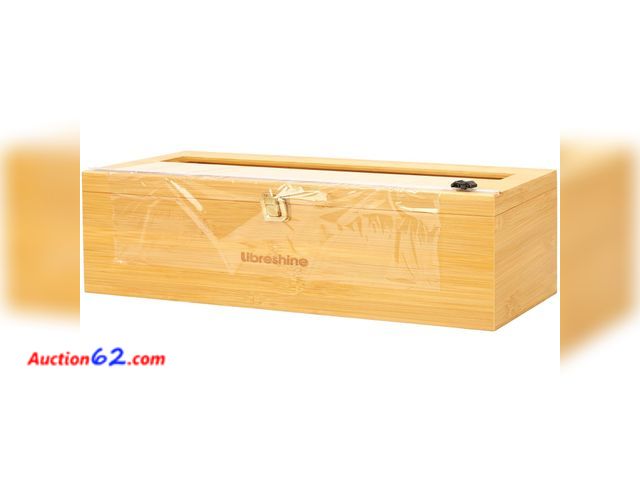 Lot 44-187 - Libreshine 18 Inch Plastic Wrap Dispenser with Cutter &amp; Roller, Heavy Duty Bamboo Commercial Film Wrap Holder for 3000ft Food Service Cl...