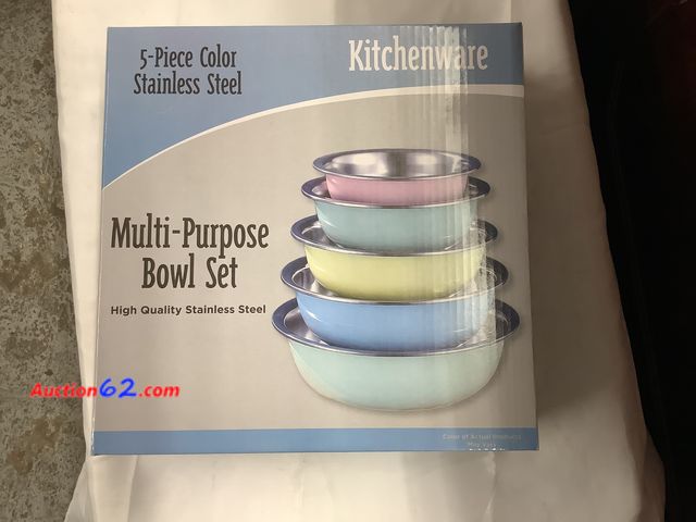 Lot 44-6182o - 5-Piece Color Stainless Steel Multi-Purpose Bowl Set. New See All Photo's Not Tested Never opened, Factory Sealed
