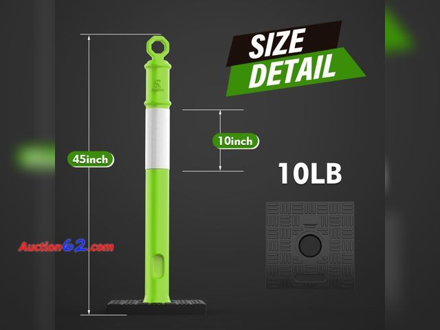 Lot 44-2893e - $75.9 Retail price - RoadHero 45 Inch Traffic Delineator Post Cones with Base, Green, 3 Pack Appears New, A basic inspection has been given ...