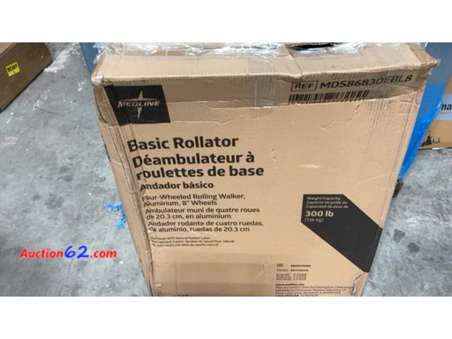 Lot 44-164a - Medline Basic Rollator Four-Wheeled Rolling Walker Aluminum 8" Wheels Appears New, A basic inspection has been given to this item. Sold AS-I...