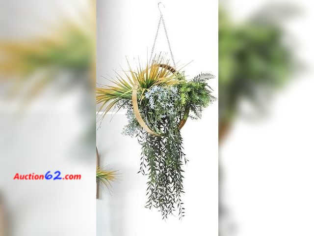 Lot 44-9059t - Retail of $73- AwnPro 1PC Artificial Plant Hanging Pot with Lanyard for Indoor and Outdoor Wall Decoration (Green Orange) Appears New, A bas...
