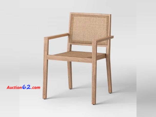 Lot 44-102p - Wood Caning Stackable Patio Chair Brown - Threshold E-Commerce Return, A basic inspection has been given to this item. Sold AS-IS.