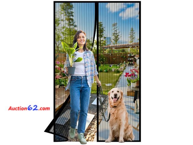 Lot 44-558m - Lot of 2 - Magnetic Screen Door -Fit Door Size 38.0 x 83.0'' Retractable Screen Door Mesh for Front Door or Sliding Door, Pet &amp; Kid Frie...