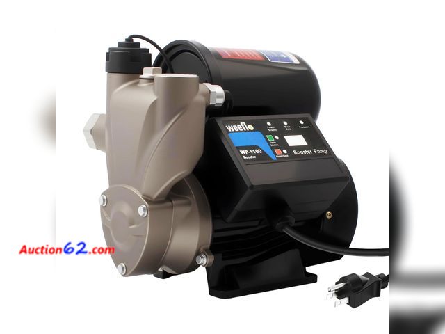 Lot 44-1707w - $119.99 Retail price - Weeflos 1.5HP Automatic Booster Pump, 1600 GPH Water Pump, 120ft Max Head, Mechanical Pressure Switch, Self-Priming U...