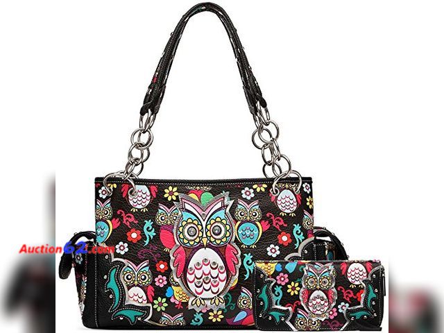 Lot 44-114g - Colorful Owl Western Summer Fashion Purse &amp; Wallet  Appears New, A basic inspection has been given to this item. Sold AS-IS.