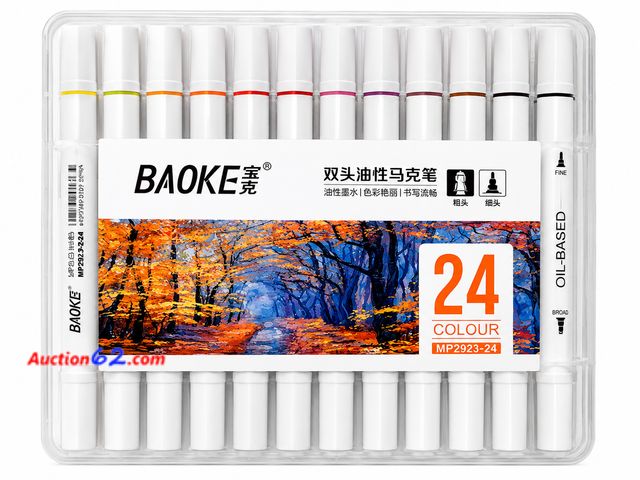 Lot 44-6063m - BAOKE oil based Marker Set, 24 Colors, Appears New, A basic inspection has been given to this item. Sold AS-IS. See All Photo's Not Tested N...